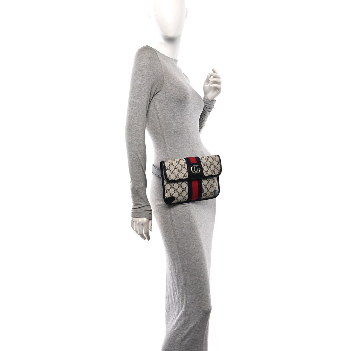 GG Supreme Monogram Web Small Ophidia Belt Bag 95 38 Beige Navy