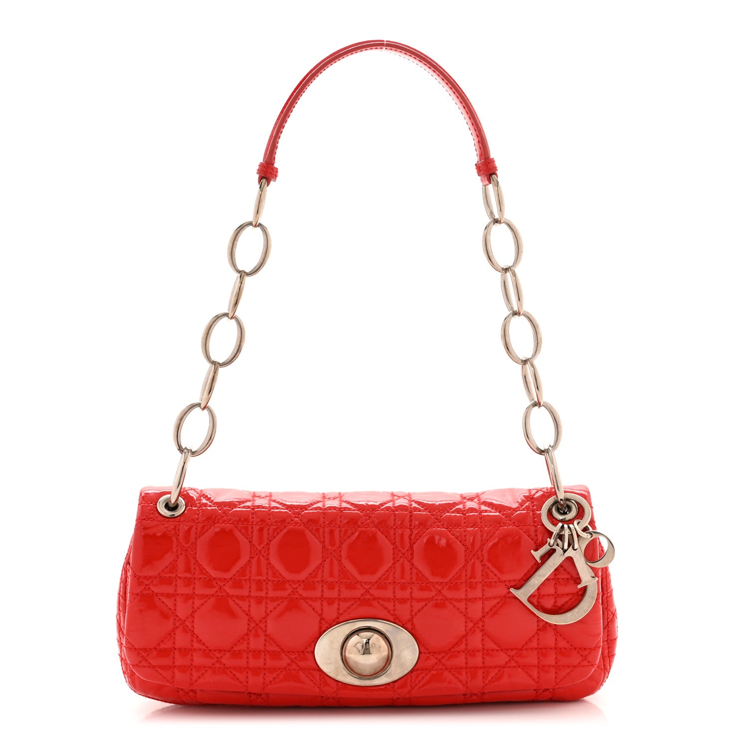 Christian Dior Patent Cannage Rendezvous Flap Red 1 of 10