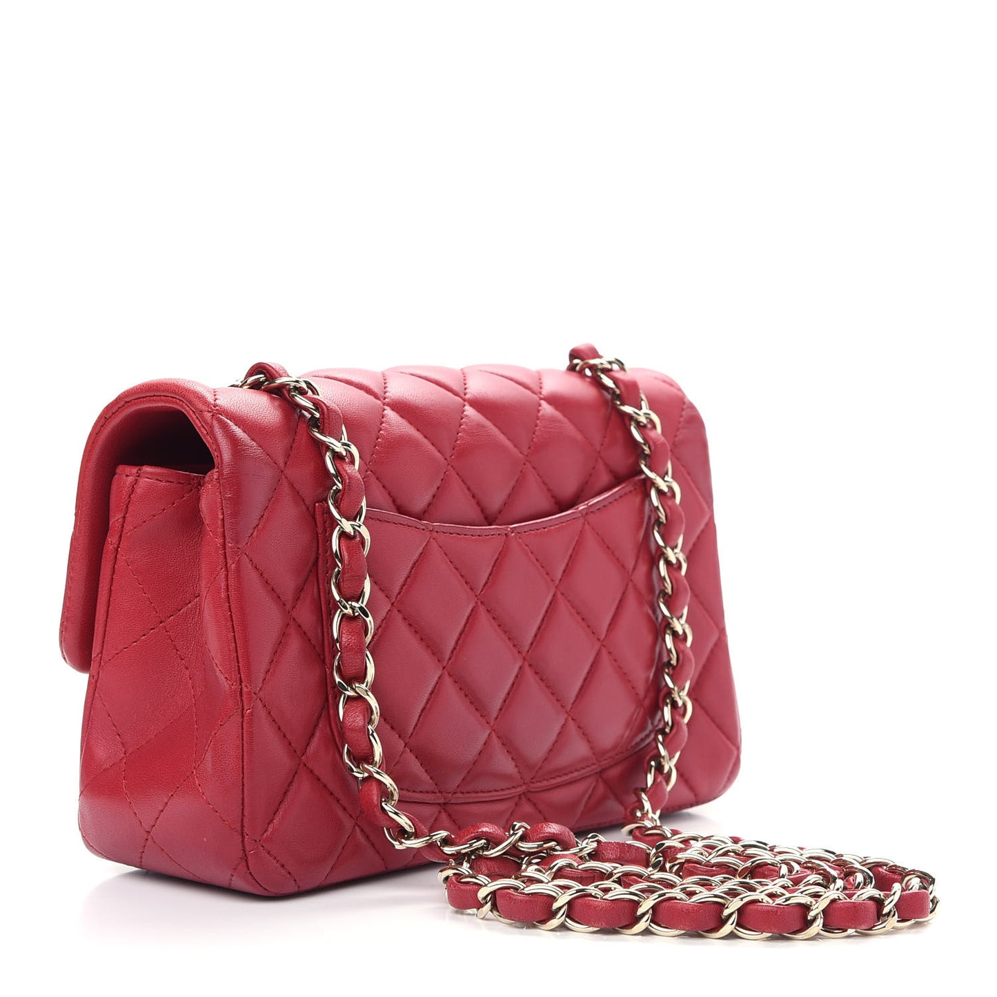 Lambskin Quilted Mini Rectangular Flap Red