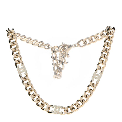 Chanel Metal Enamel Chain CC Choker Gold White 3 of 7