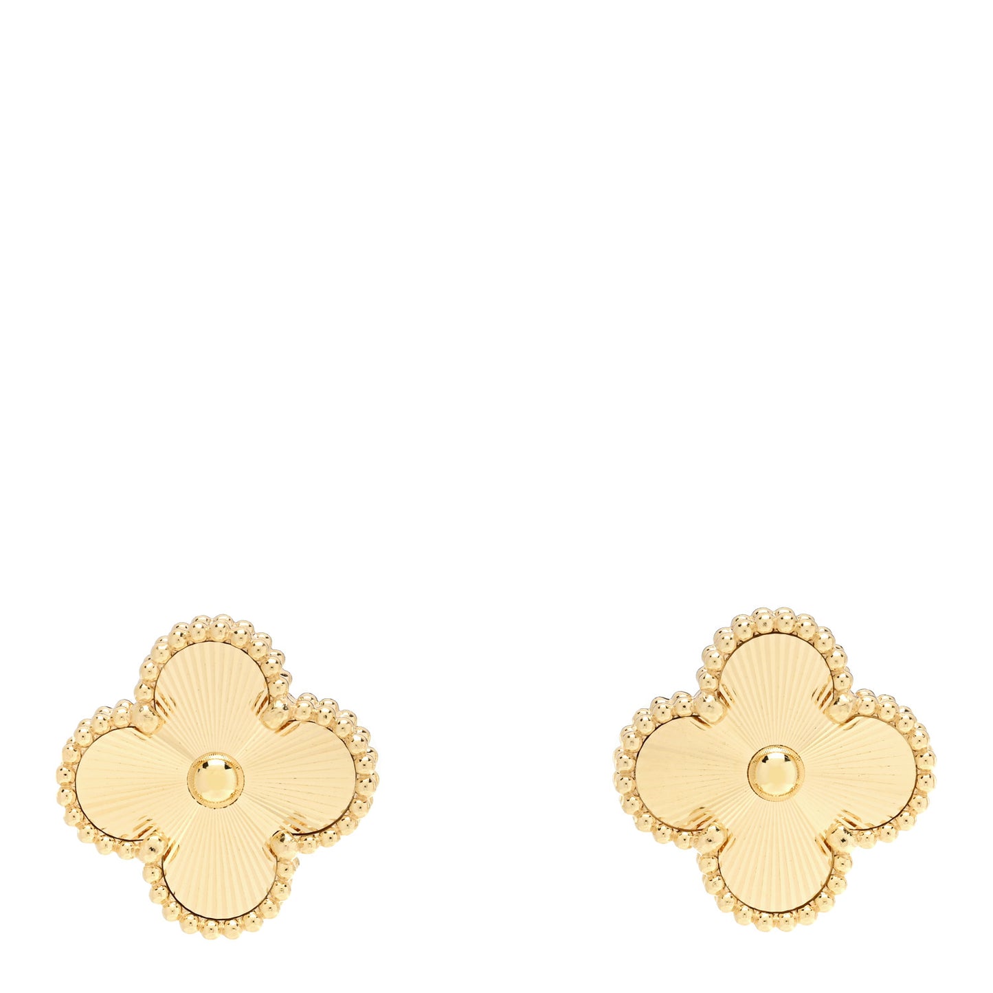 18K Yellow Gold Guilloche Vintage Alhambra Earrings