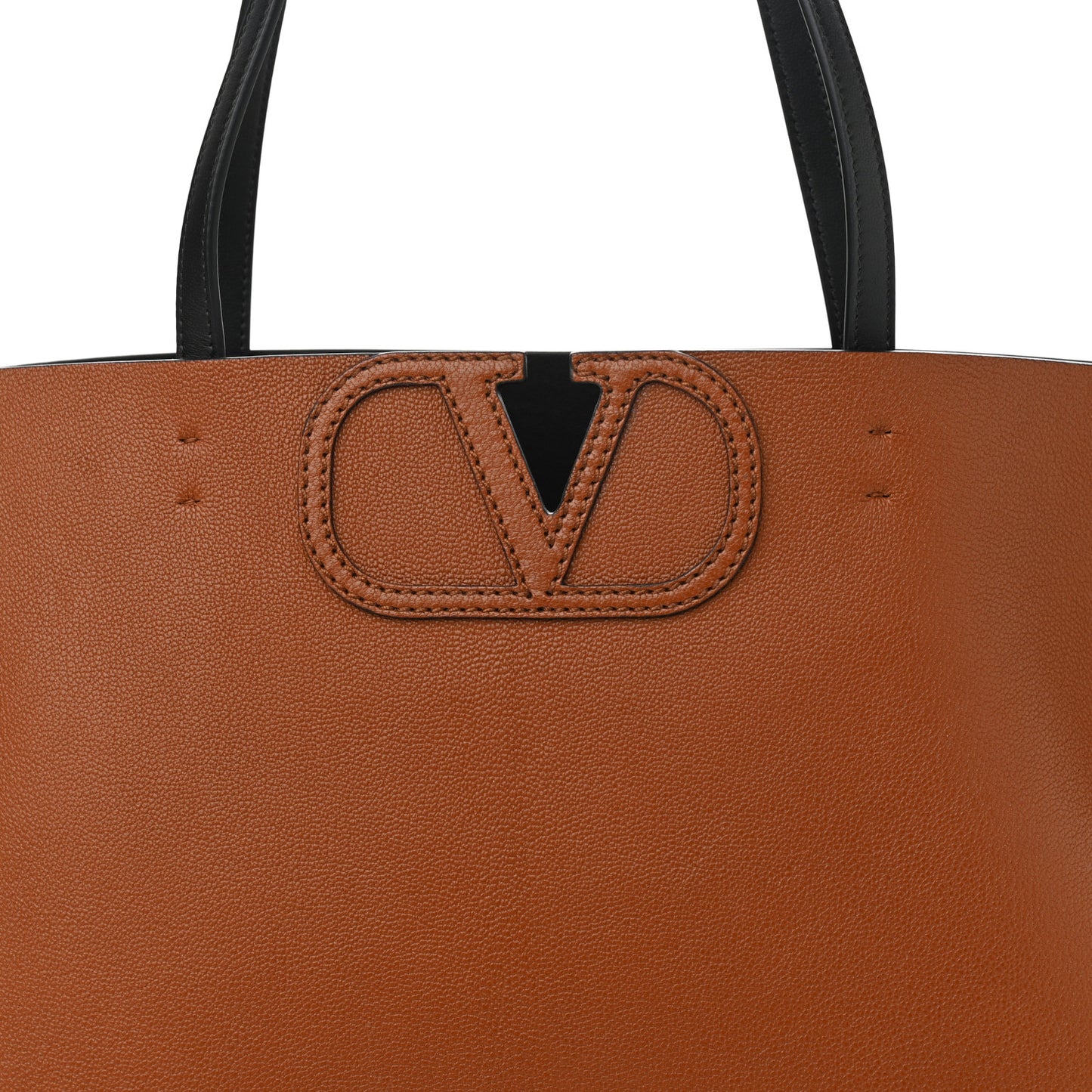 Calfskin Large Vlogo Fillme Tote Saddle Brown Black