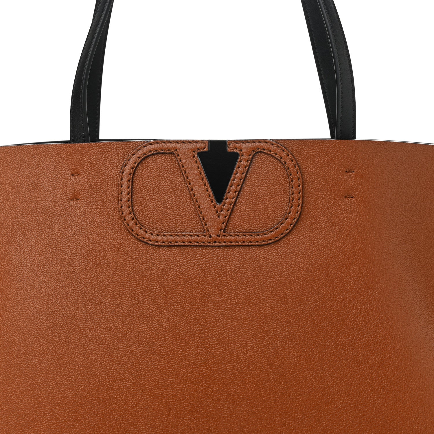 Valentino Garavani Calfskin Large Vlogo Fillme Tote Saddle Brown Black 7 of 9