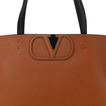 Valentino Garavani Calfskin Large Vlogo Fillme Tote Saddle Brown Black 7 of 9