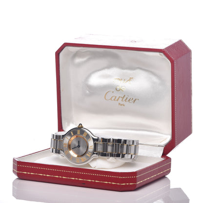 Cartier Stainless Steel 18K Yellow Gold 28mm Must De 21 Quartz Watch 6 of 6