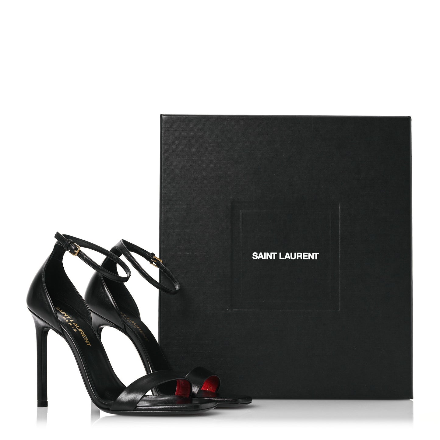 Calfskin Amber 105 Ankle Strap Sandals 34.5 Black