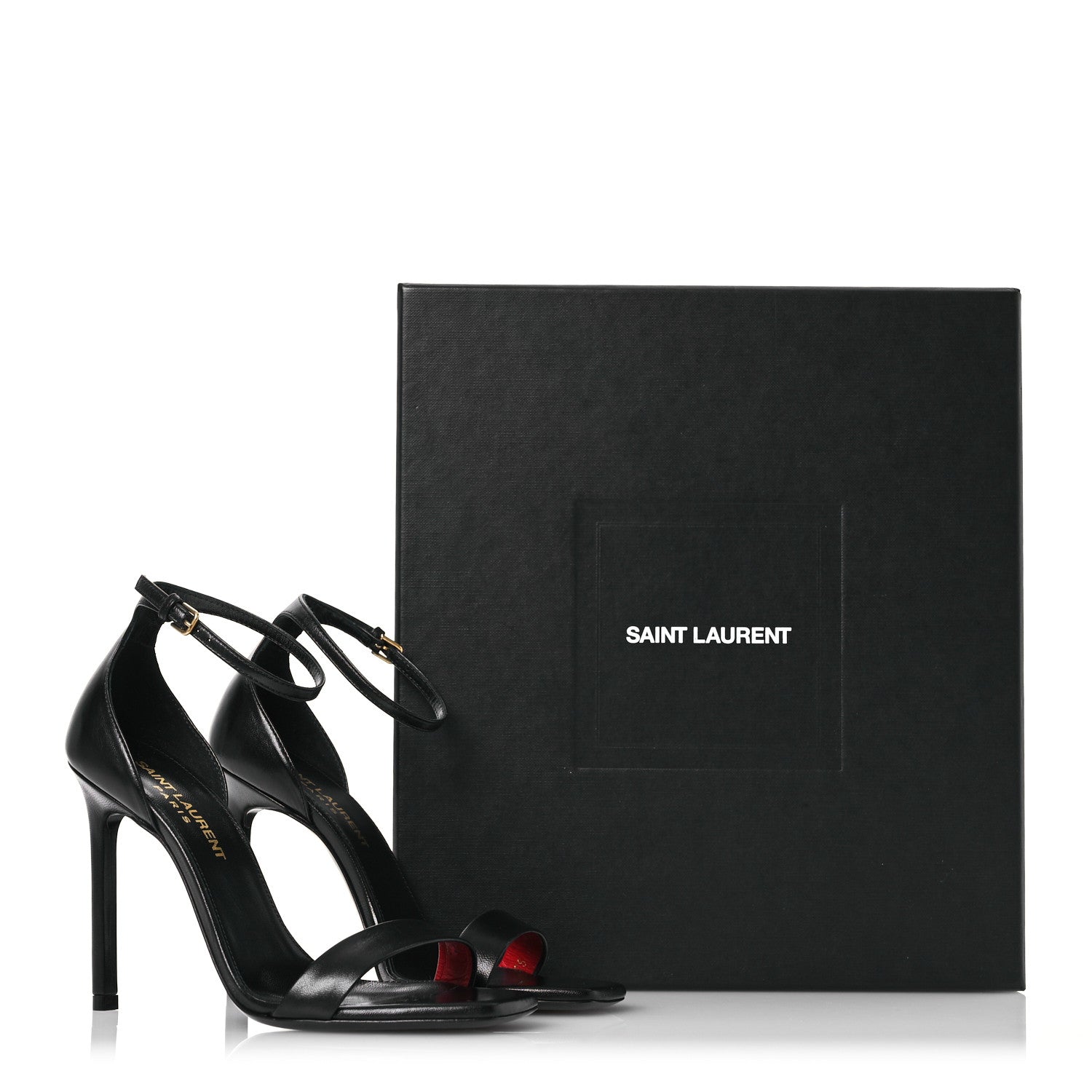 Saint Laurent Calfskin Amber 105 Ankle Strap Sandals 34.5 Black 13 of 13