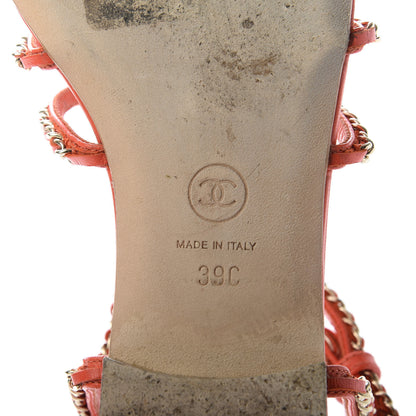 Chanel Kid Chain CC Logo Thong Sandals 39 Orange 8 of 9