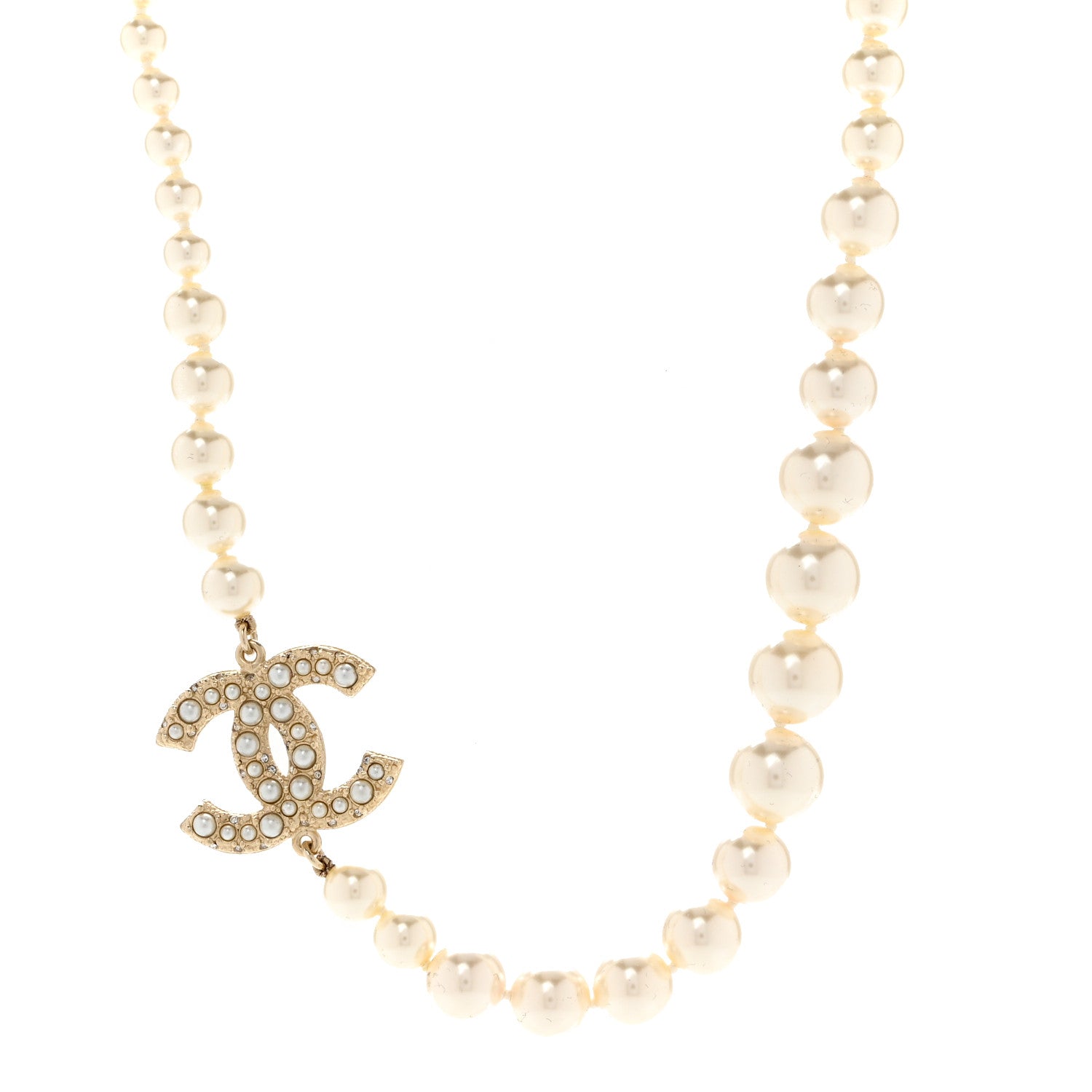 Chanel Pearl CC 100th Anniversary Necklace Light Gold 1 of 6
