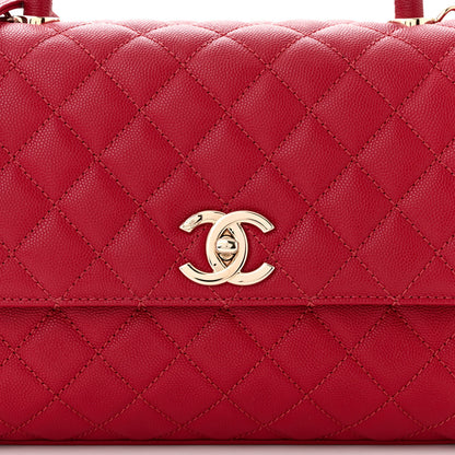 Chanel Caviar Quilted Small Coco Handle Flap Red 8 of 11