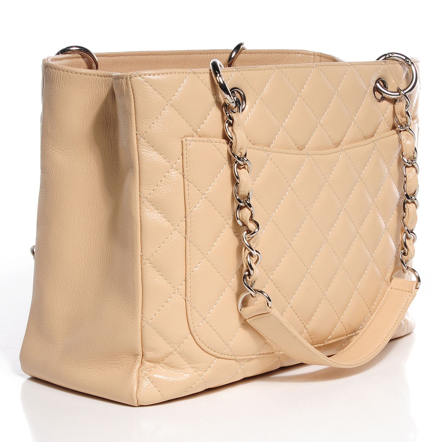 Caviar Quilted Grand Shopping Tote GST Beige Clair
