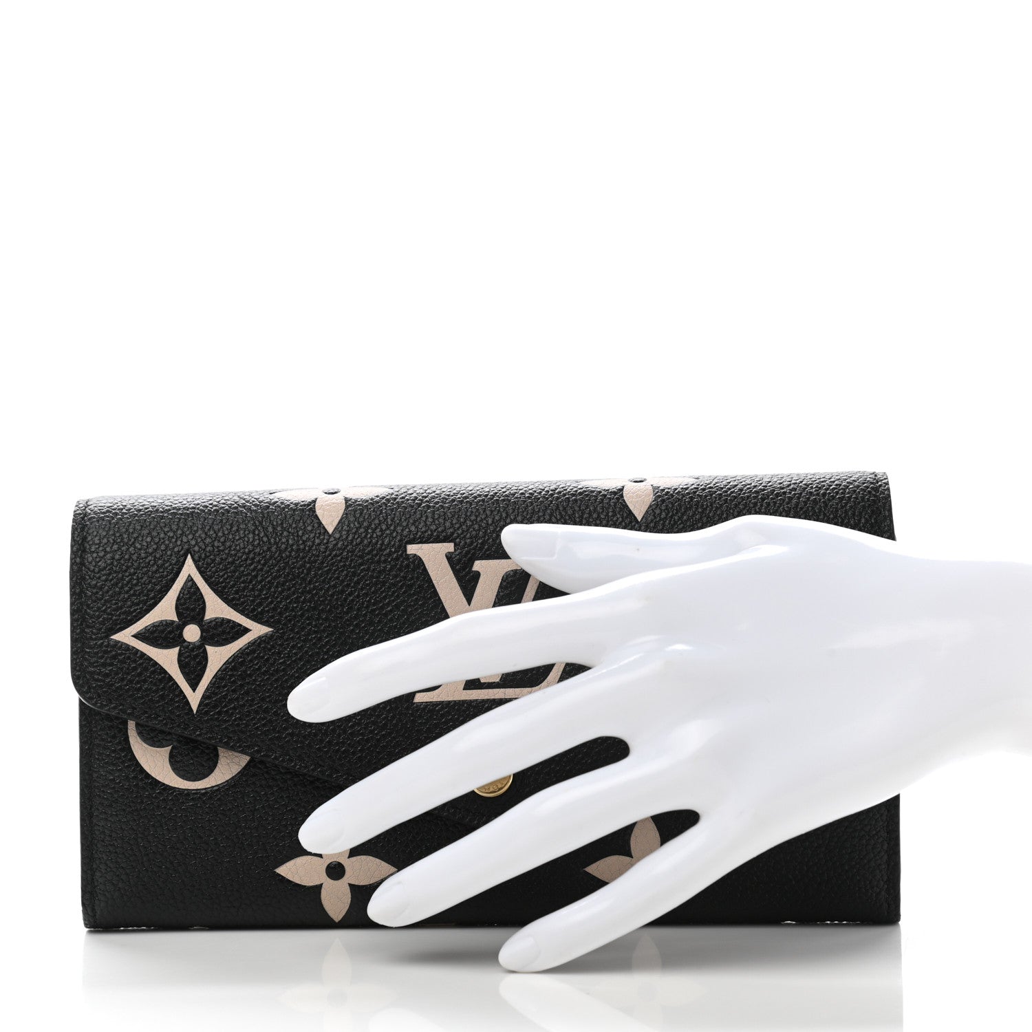 Louis Vuitton Monogram Empreinte Giant Sarah Wallet Black Beige 2 of 7