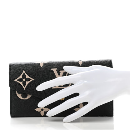 Louis Vuitton Monogram Empreinte Giant Sarah Wallet Black Beige 2 of 7