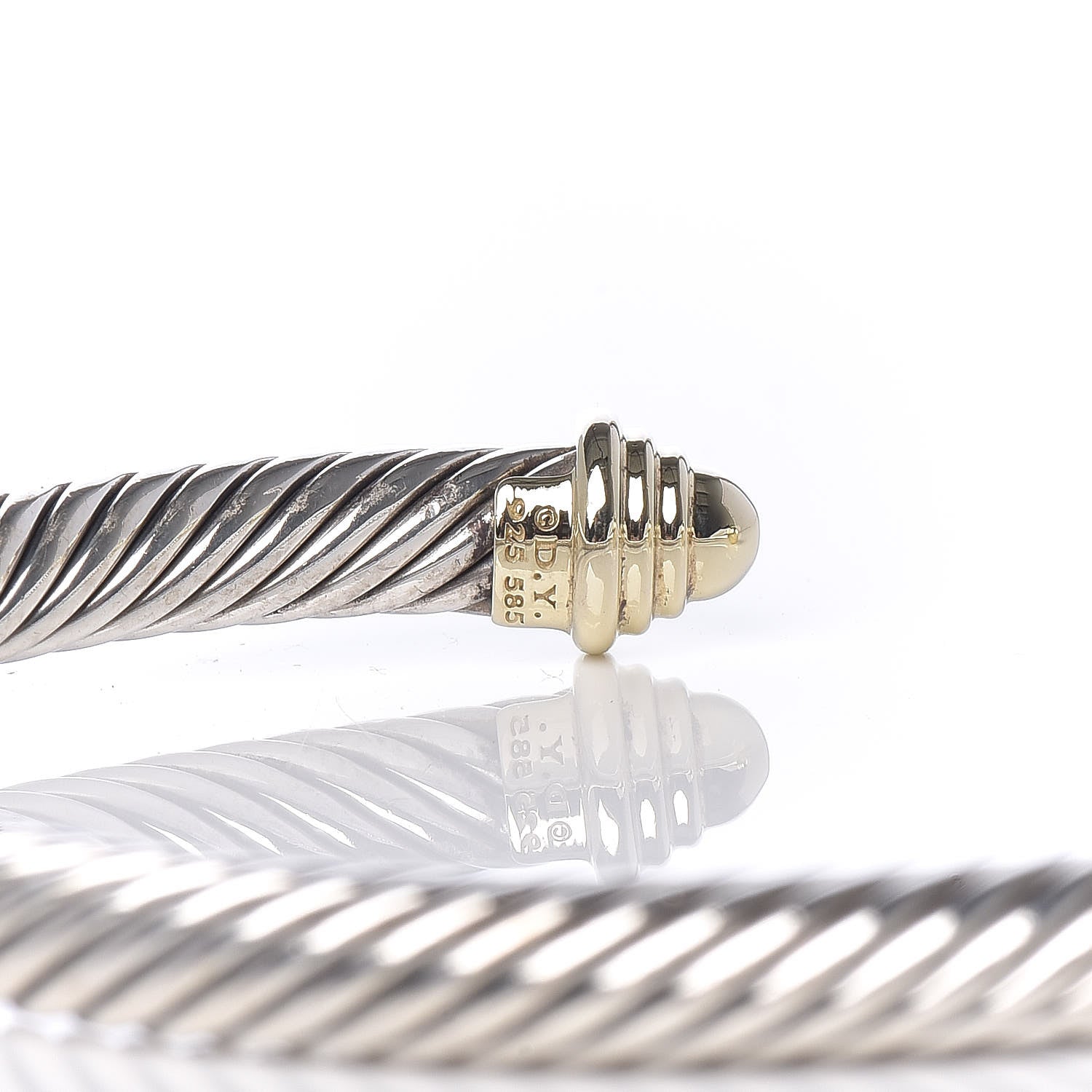 David Yurman Sterling Silver 14K Yellow Gold 5mm Cable Classics Bracelet 4 of 4
