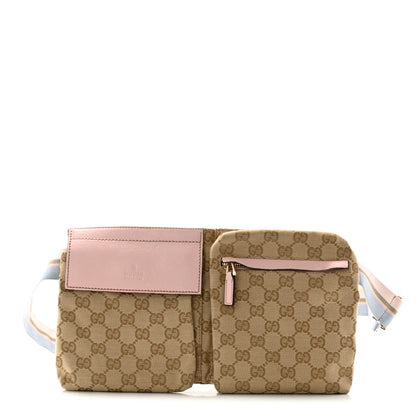 Gucci GG Monogram Web Double Pocket Belt Bag Pink 1 of 11