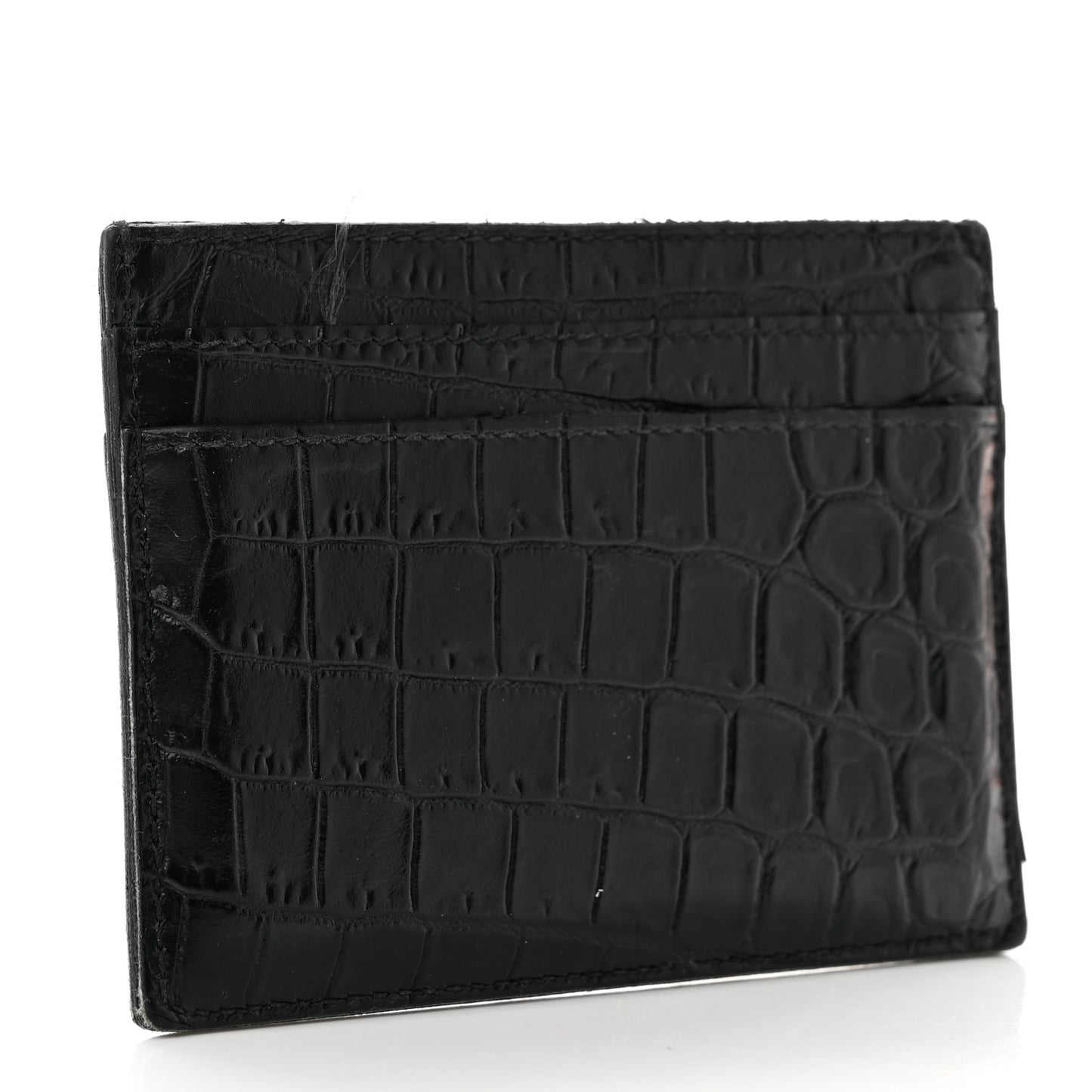 Calfskin Crocodile Embossed Card Case Black