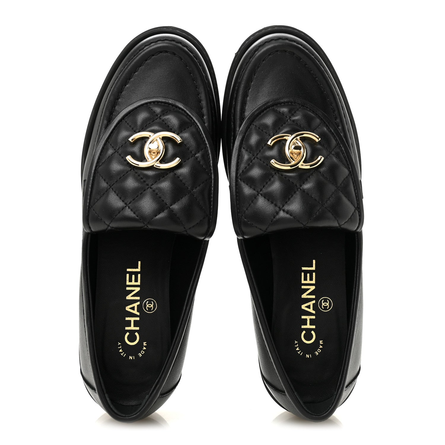 Chanel Lambskin Quilted CC Turnlock Loafers 38 Black 2 of 11