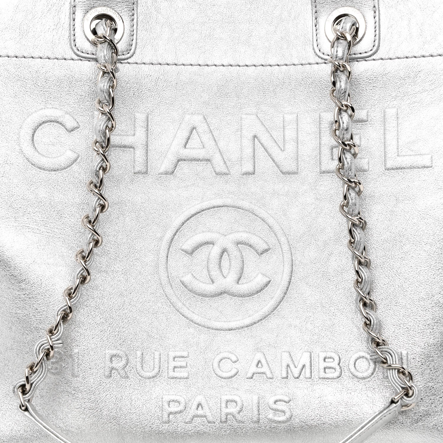 Chanel Metallic Calfskin Medium Deauville Tote Silver 10 of 13