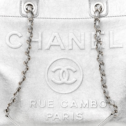 Chanel Metallic Calfskin Medium Deauville Tote Silver 10 of 13