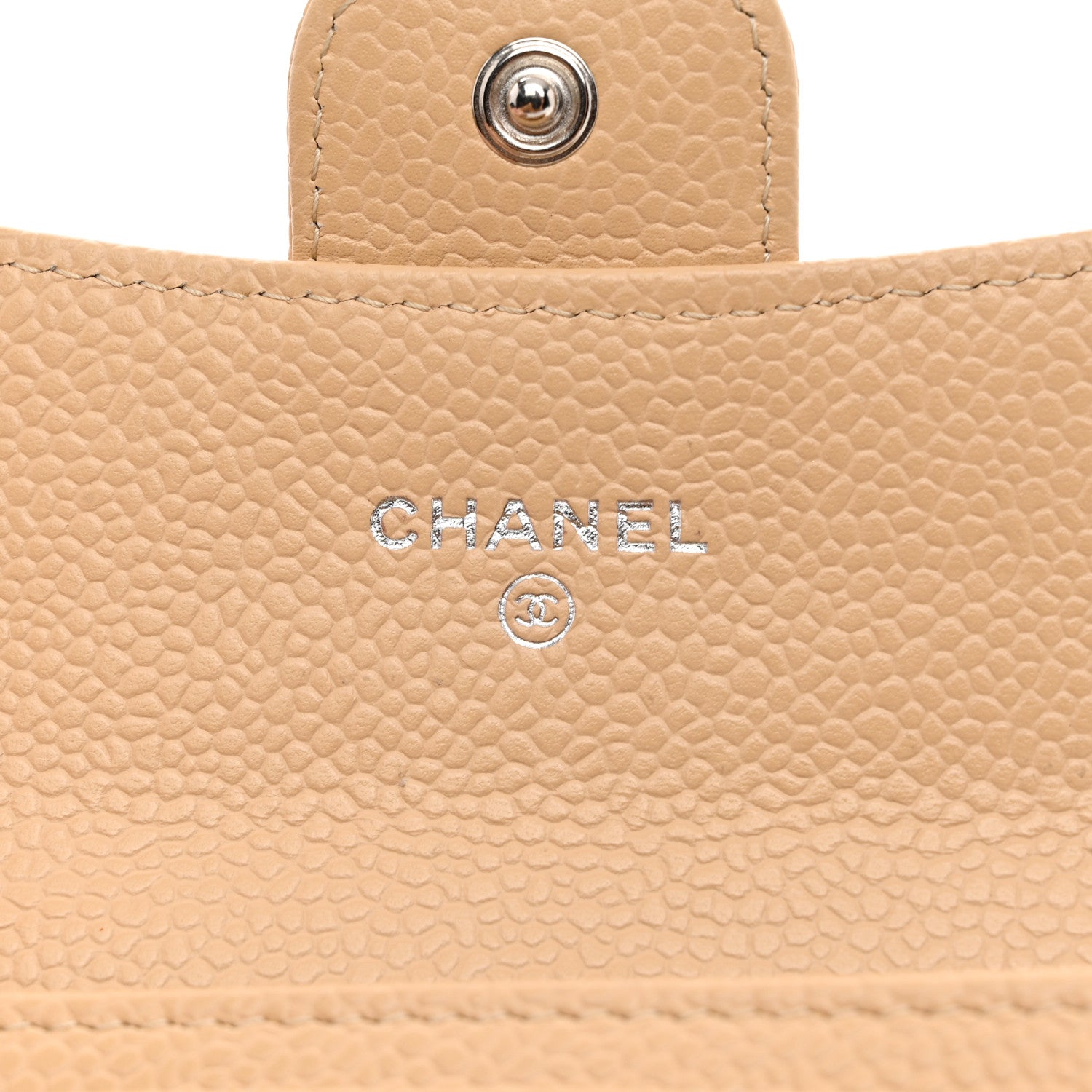 Chanel Caviar Quilted Flap Card Holder Wallet Beige 8 of 10
