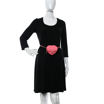 Chanel Lambskin Quilted CC In Love Heart Waist Belt Bag With Chain Pink 3 of 12