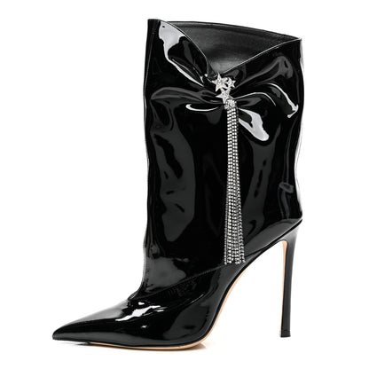 Jimmy Choo Soft Patent Crystal Oriel 110 Boots 39 Black 1 of 8