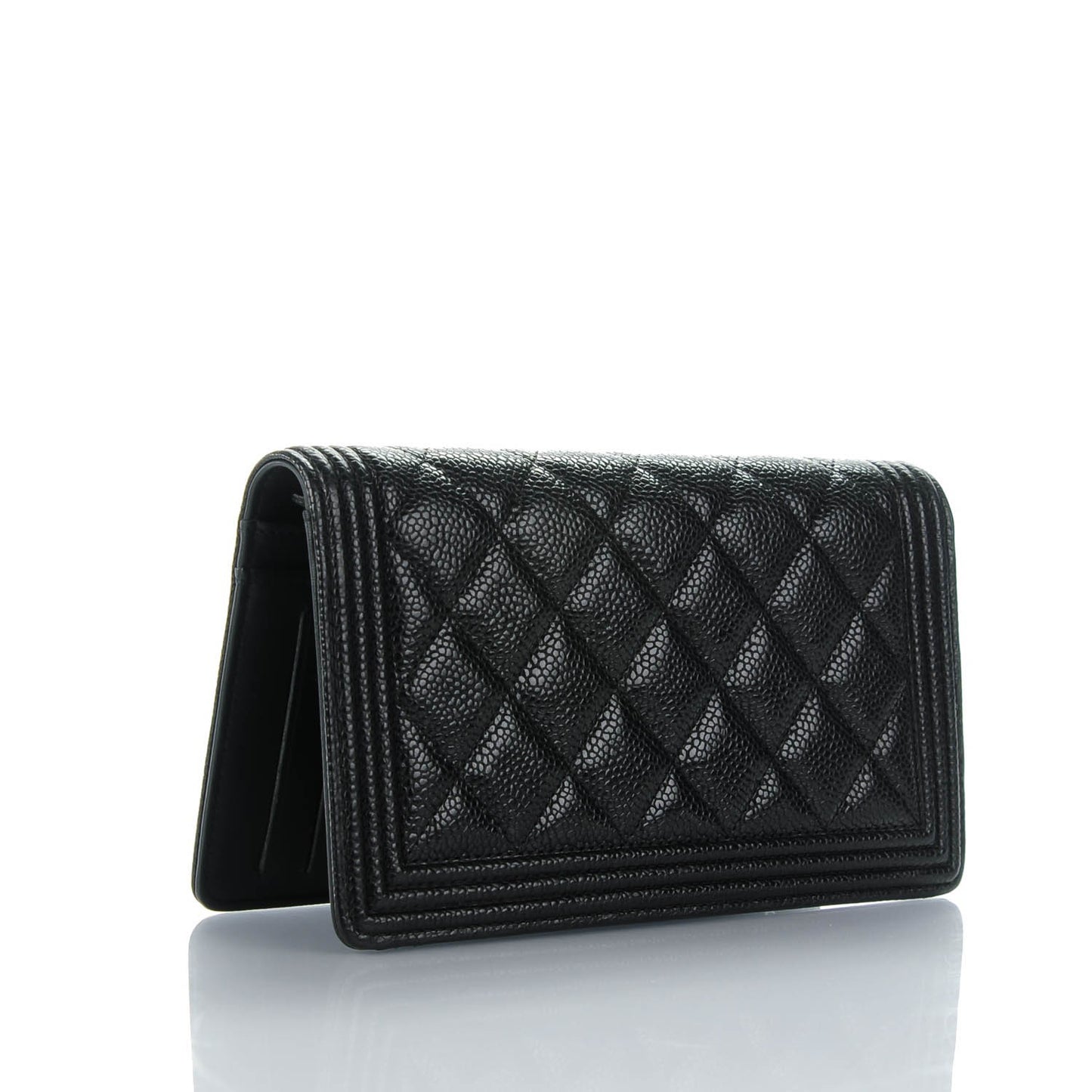 Caviar Quilted Boy Yen Wallet Black