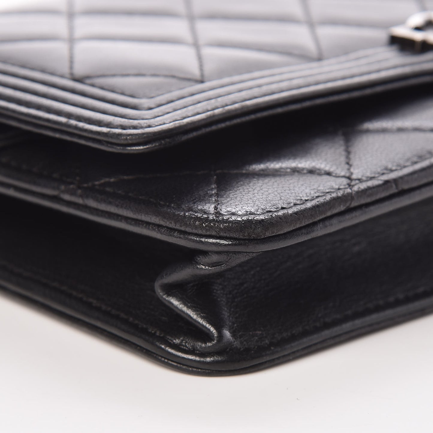 Lambskin Quilted Boy Wallet On Chain WOC Black