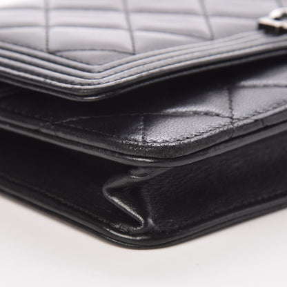 Chanel Lambskin Quilted Boy Wallet On Chain WOC Black 9 of 11