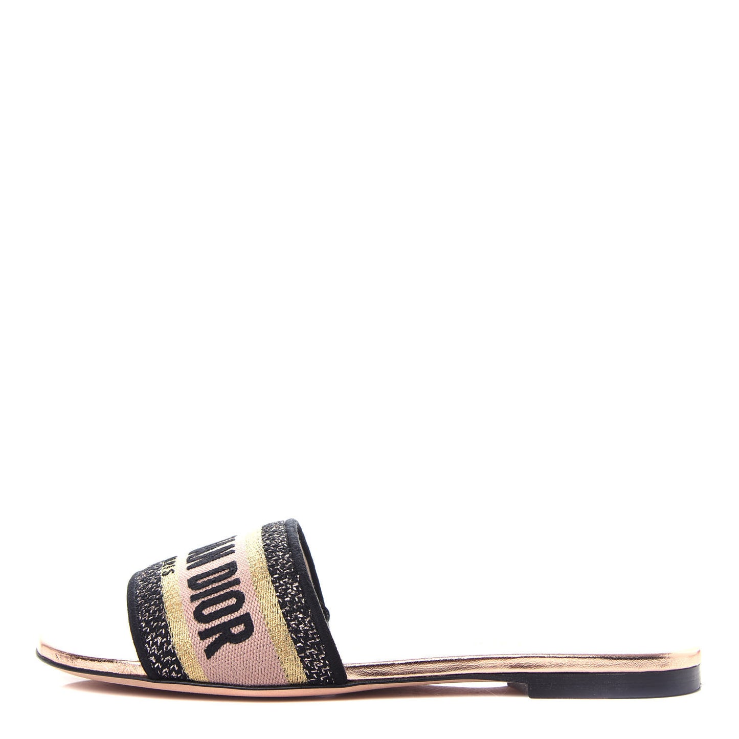 Canvas Metallic Embroidered Dway Mules Slide Sandals 37.5 Multicolor