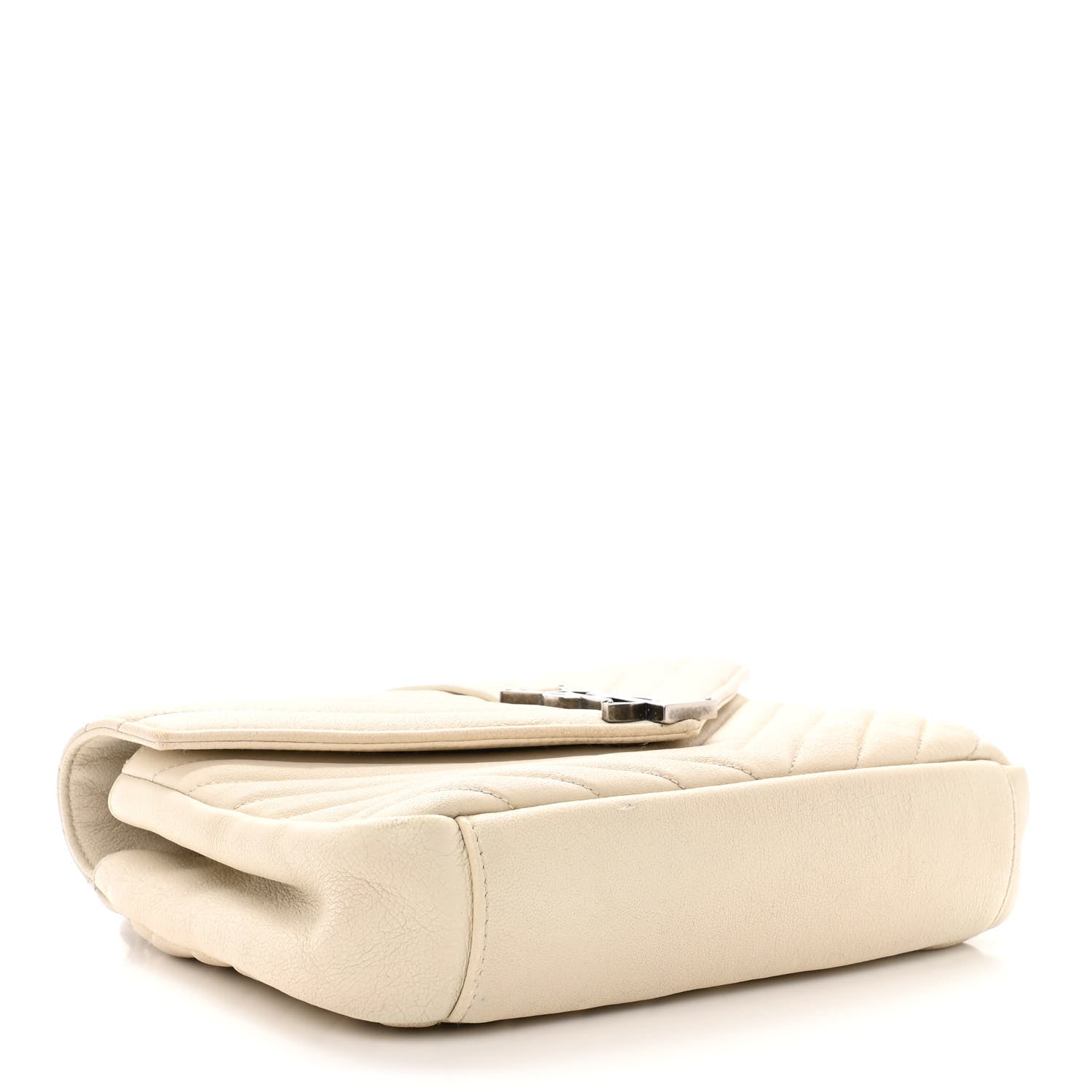 Saint Laurent Sheepskin Matelasse Chevron Monogram Medium College Bag Dove White 4 of 20