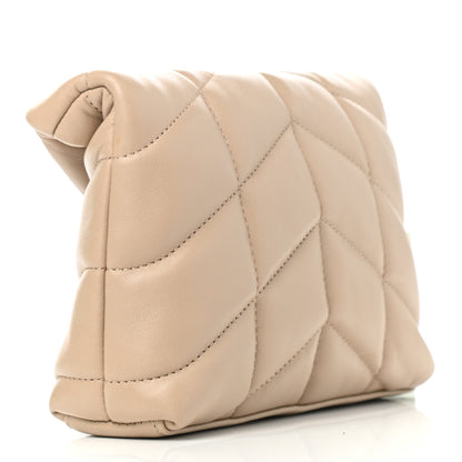 Saint Laurent Lambskin Monogram Loulou Puffer Pouch Clutch Dark Beige 4 of 9