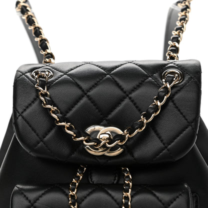 Chanel Lambskin Quilted Small Duma Drawstring Backpack Black 8 of 13