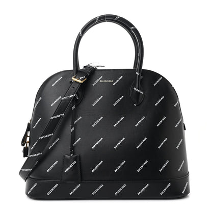 Balenciaga Calfskin Allover Logo M Ville Top Handle Bag Black 1 of 11