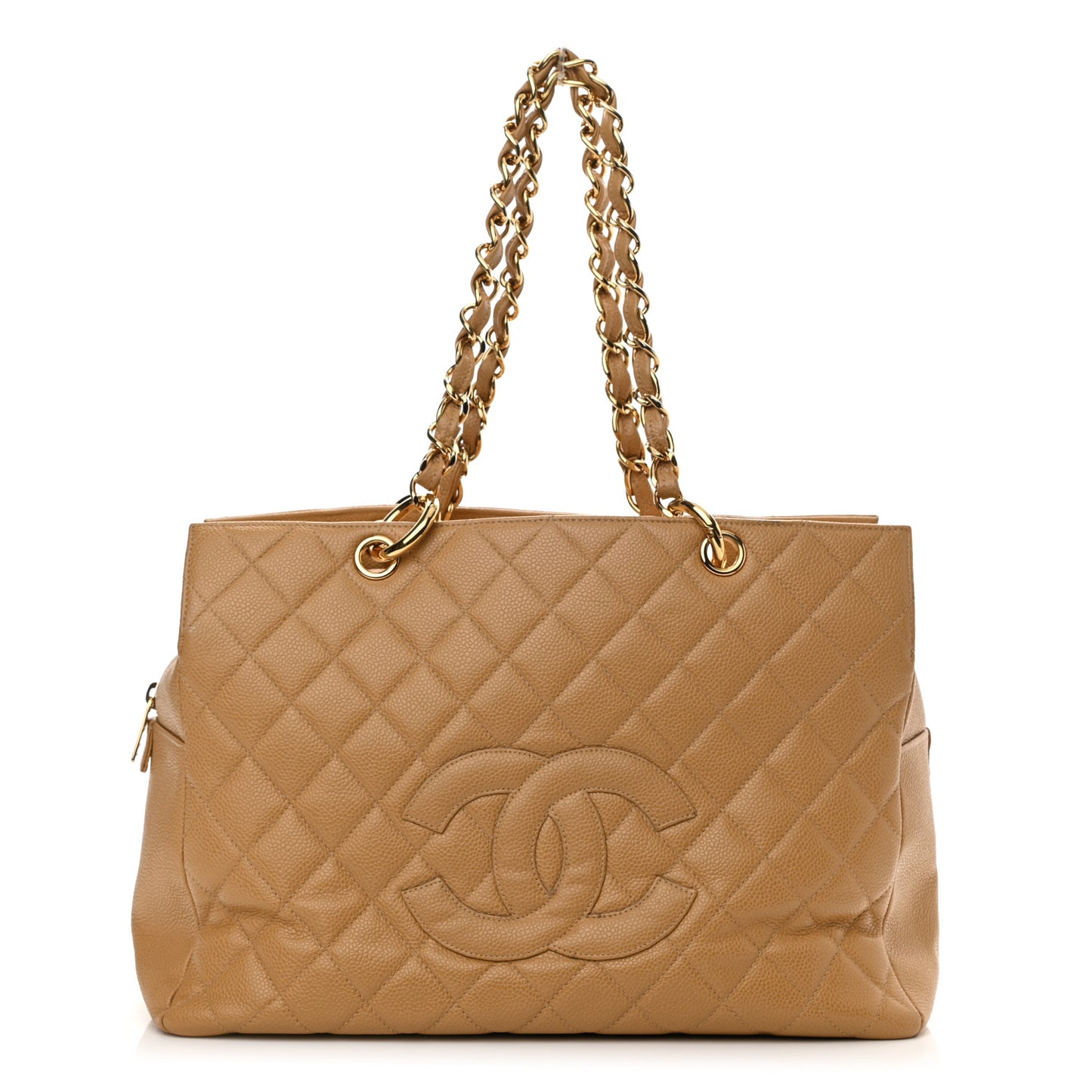 Caviar Quilted Grand Timeless Tote GTT Beige
