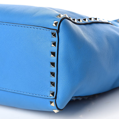 Valentino Garavani Vitello Rockstud Double Handle Tote Blue Fluo 7 of 14