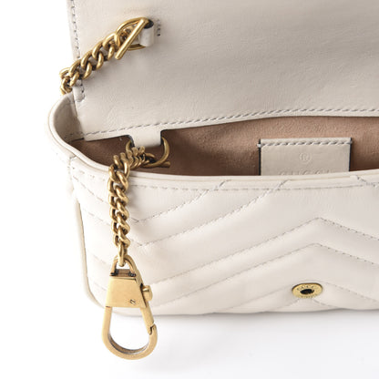 Gucci Calfskin Matelasse Super Mini GG Marmont Shoulder Bag White 8 of 9