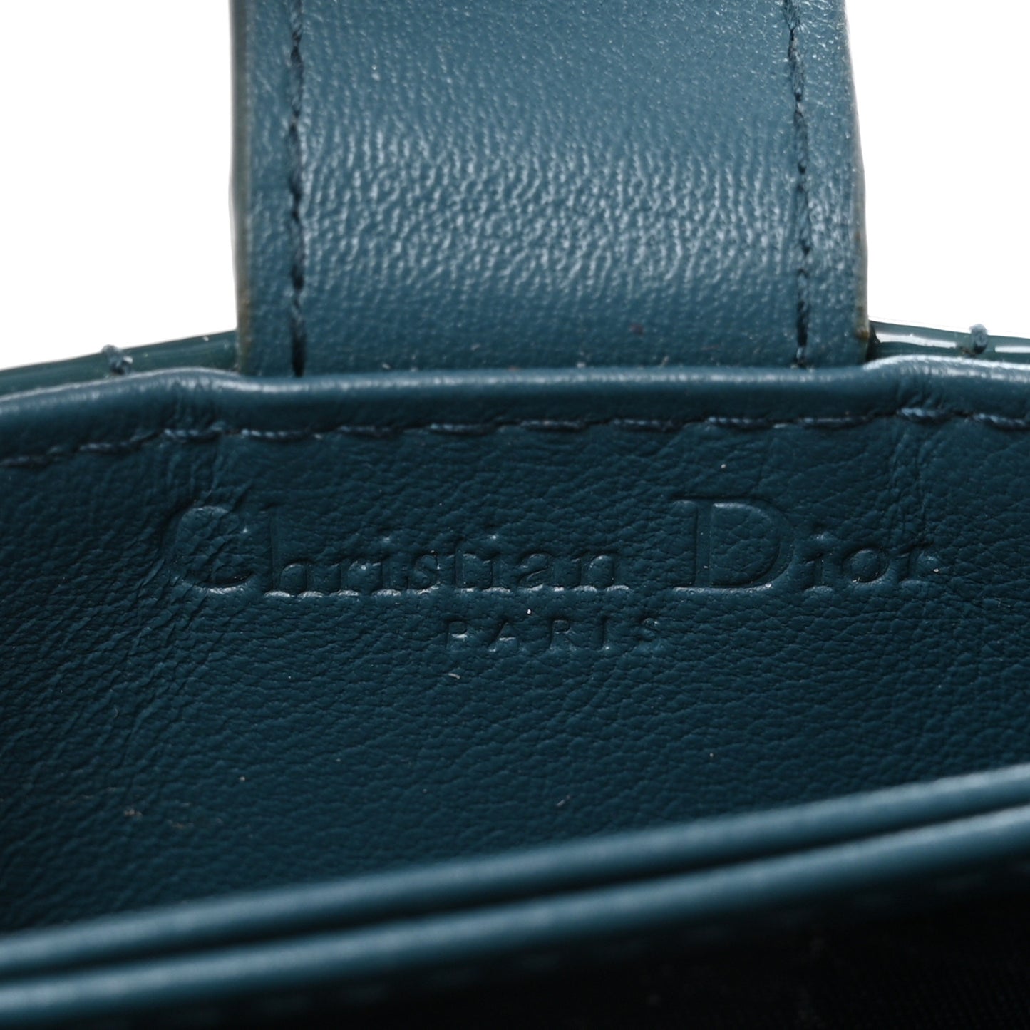 Patent Cannage Lady Dior 5 Gusset Card Holder Turquoise