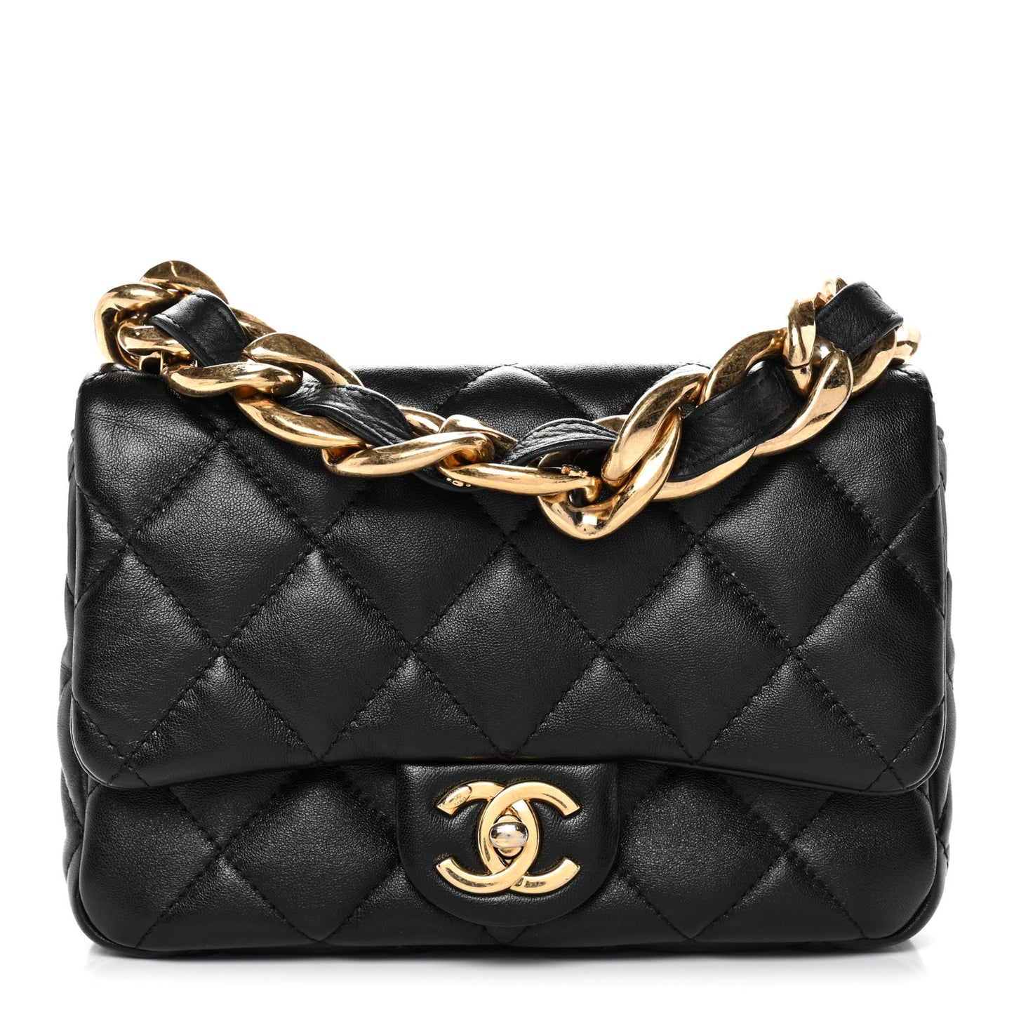 Lambskin Quilted Small Funky Town Flap Black