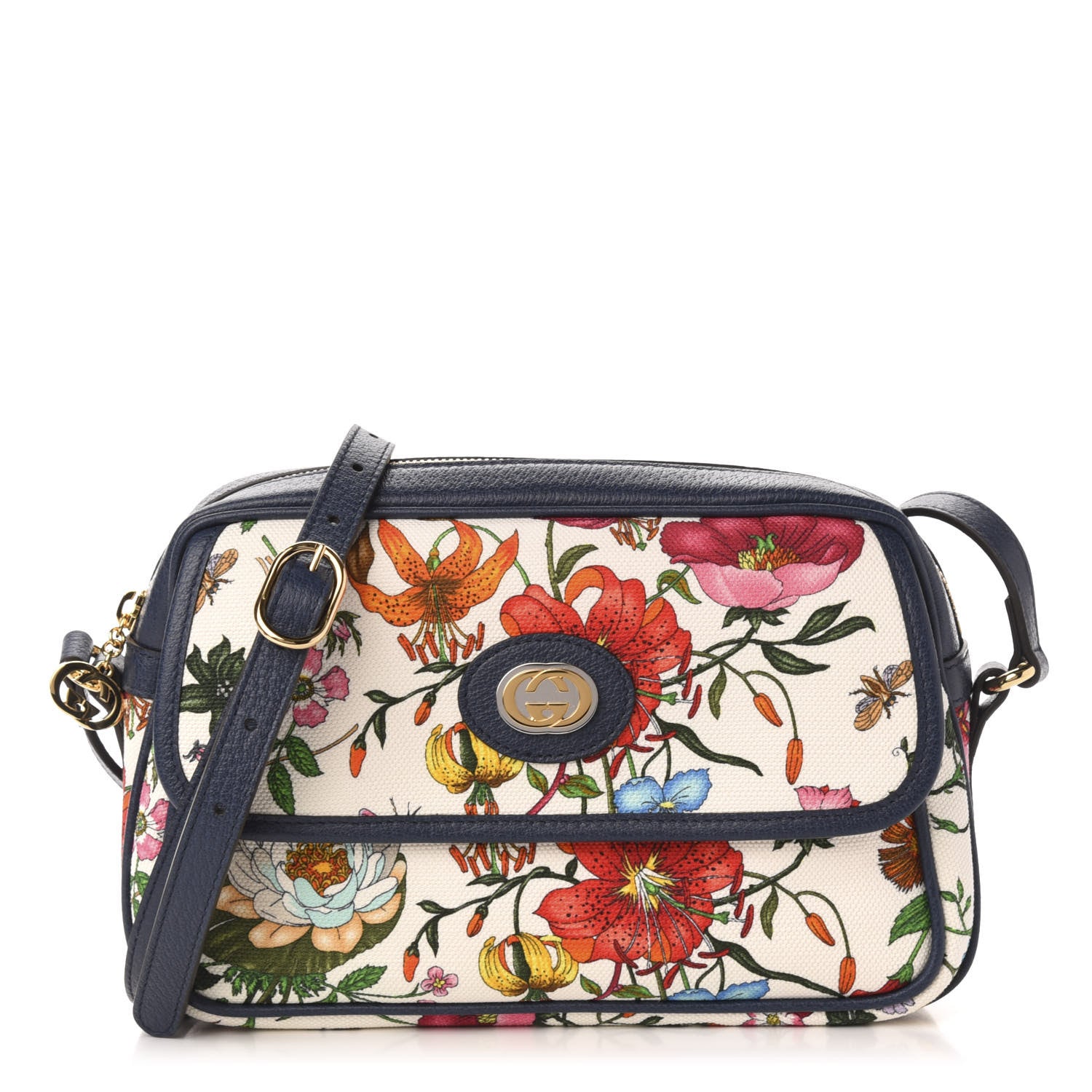 Gucci Canvas Flora Floral Shoulder Bag White Blue Agata Mulitcolor 1 of 11