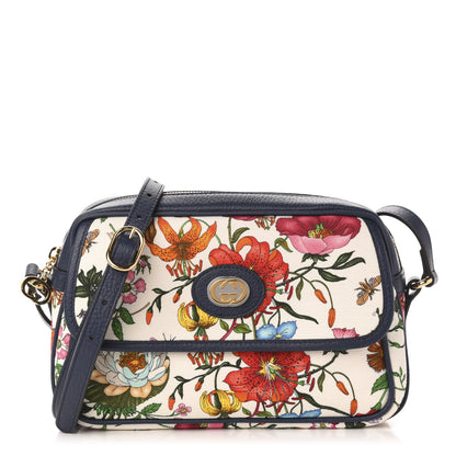 Gucci Canvas Flora Floral Shoulder Bag White Blue Agata Mulitcolor 1 of 11