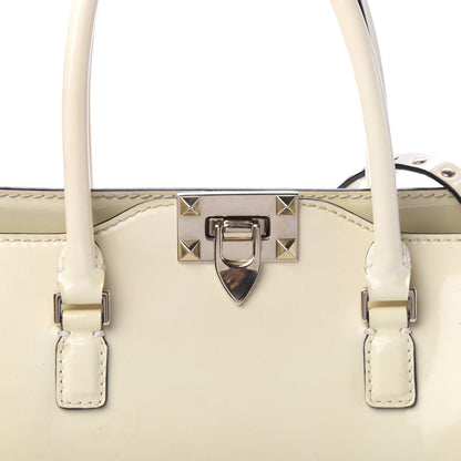 Valentino Garavani Patent Small Rockstud Double Handle Tote Ivory 8 of 8