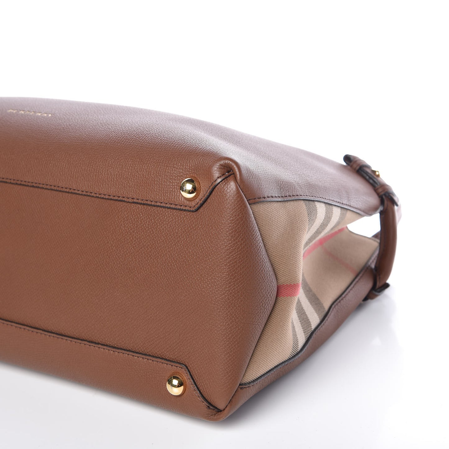 Grainy Calfskin House Check Large Banner Tote Tan