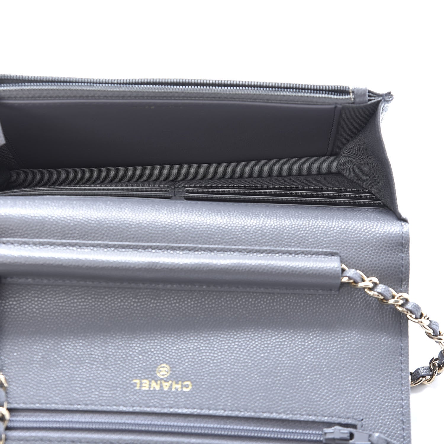 Chanel Caviar Quilted French New Wave Chain CC Wallet On Chain WOC Grey 5 of 8