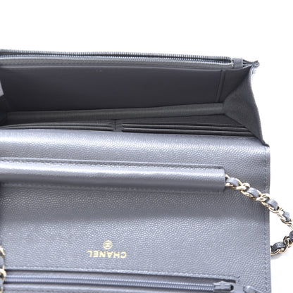 Chanel Caviar Quilted French New Wave Chain CC Wallet On Chain WOC Grey 5 of 8