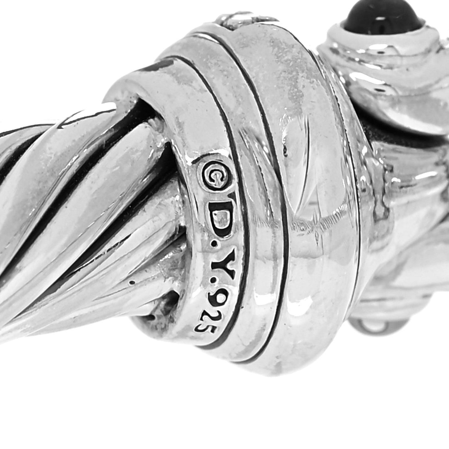 Sterling Silver Diamond Hampton Blue Topaz 7mm Cable Buckle Bracelet