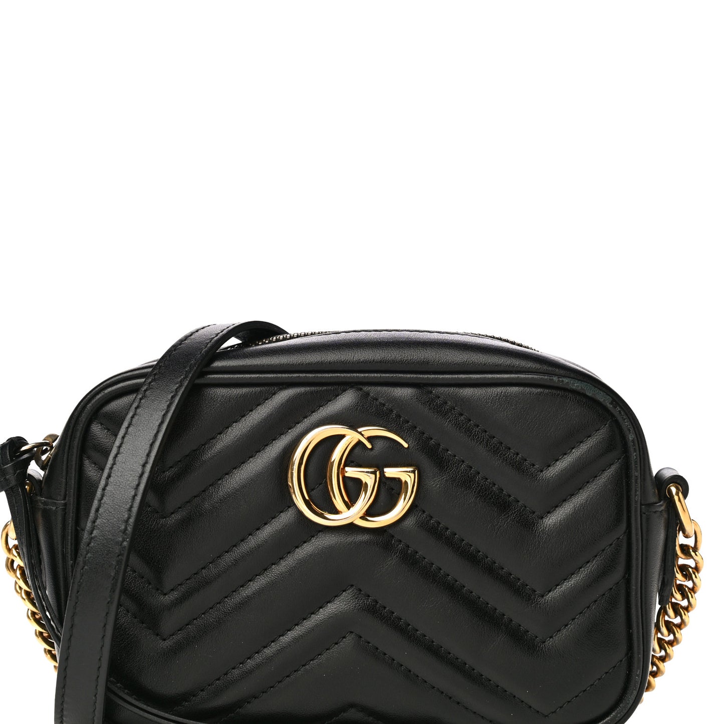 Calfskin Matelasse Mini GG Marmont Chain Shoulder Bag Black