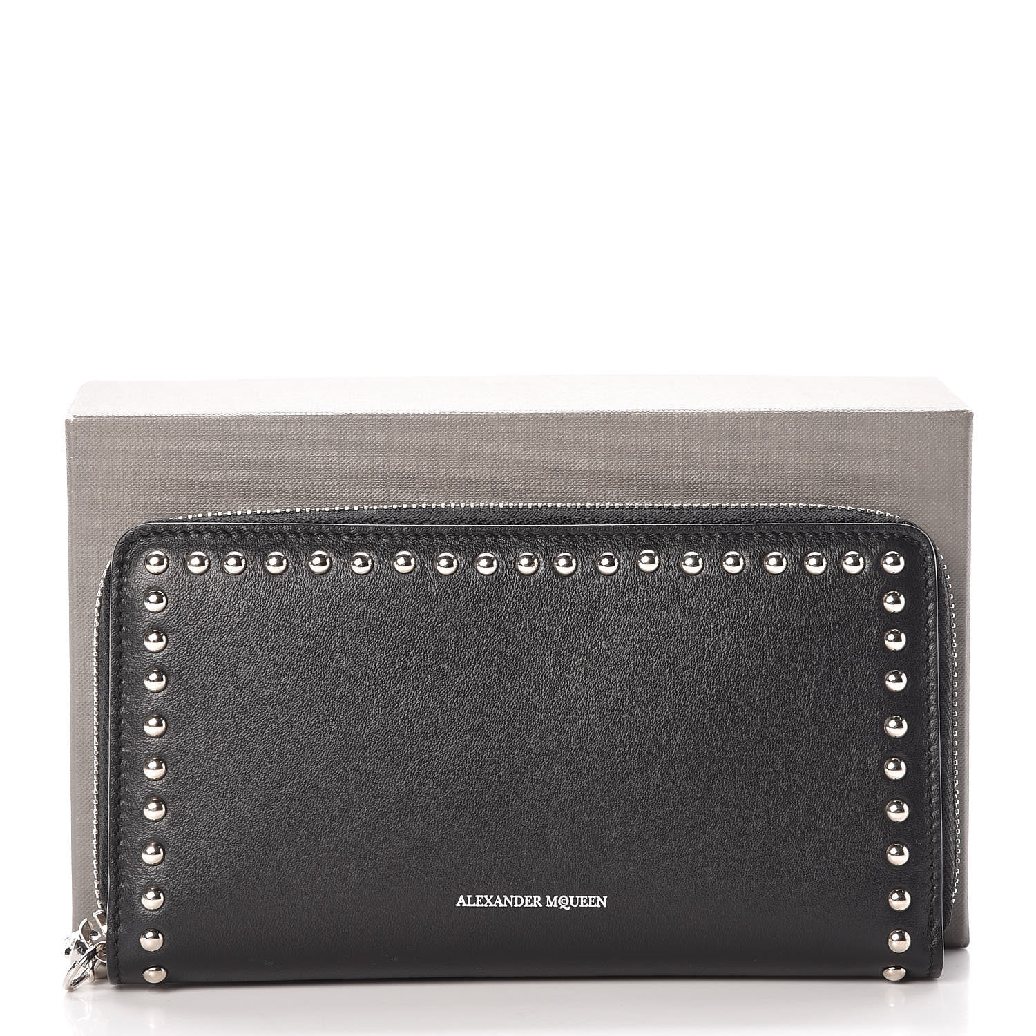 Alexander McQueen Nappa Studded Skull Continental Zip Wallet Black 8 of 8