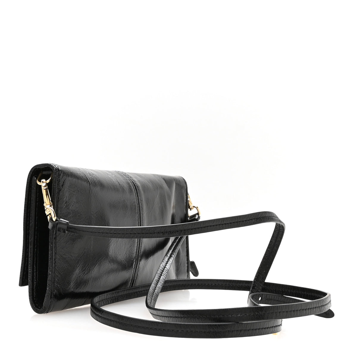 Prada Soft Lux Calfskin Triangle Wallet With Strap Black 2 of 8