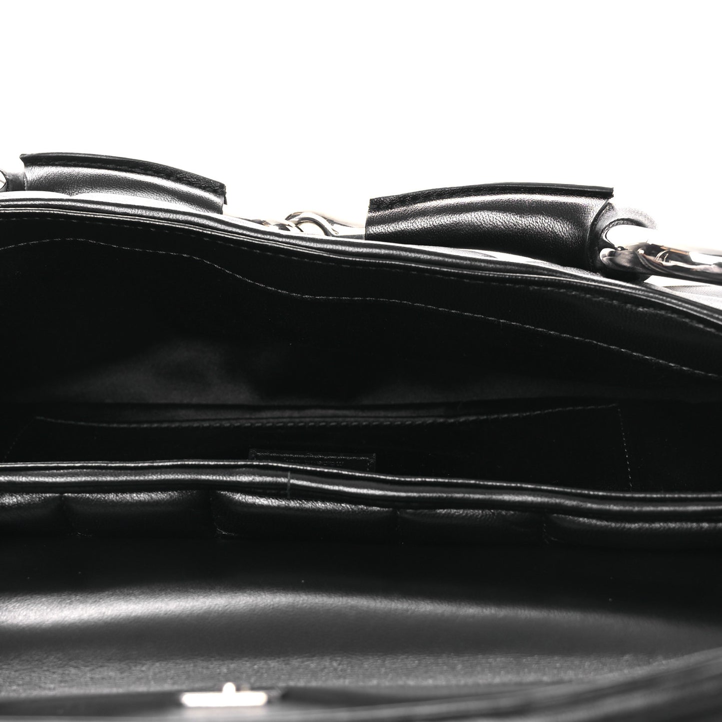 Nappa Vertical Matelasse Medium Maxi Horsebit Chain Shoulder Bag Black